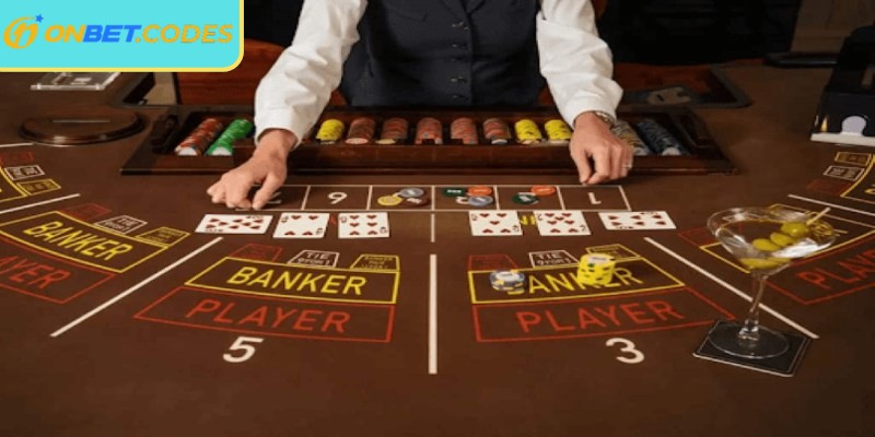 Baccarat là trò chơi bài so sánh điểm giữa hai cửa Player và Banker 